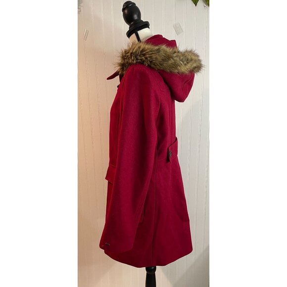 Tommy Hilfiger Red Faux Fur Hooded Jacket M - Picture 4 of 16